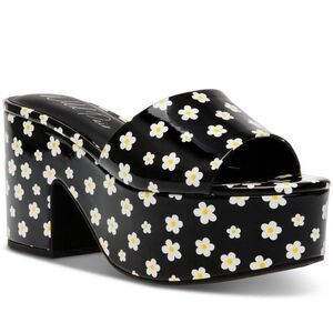 Wild Pair Womens Melborne Patent Floral Print Platform Sandals